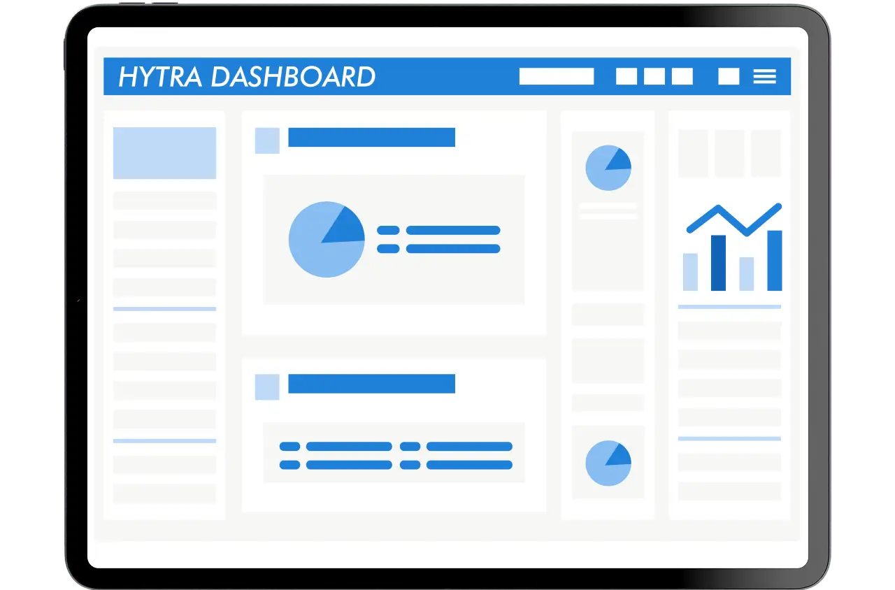 HYTRA DASHBOARDのタブレット表示
