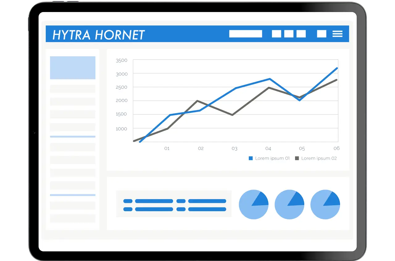 HYTRA HORNETのタブレット表示
